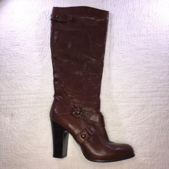 NINE WEST Millicento Brown Leather heeled boots 9 - Picture 2 of 13